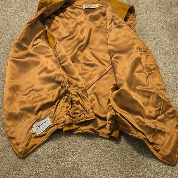 Vintage 1980s LL Bean Pig Suede Leather Work Lined Vest M - Picture 8 of 13